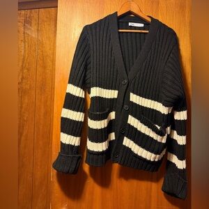 Zara Black and White Striped Cardigan